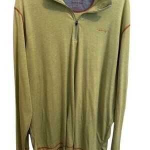 Orvis Trout Bum Pullover Mens XL Olive Green 1/4 Zip Long Sleeve Shirt